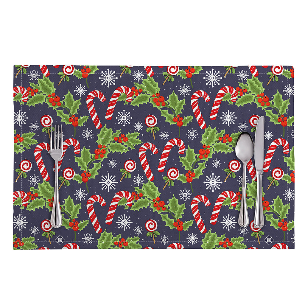 Christmas Berry And Candy Pattern Print Placemat