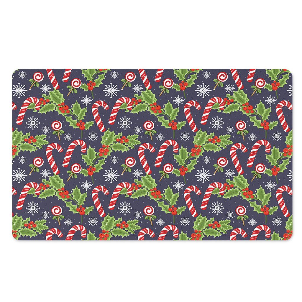Christmas Berry And Candy Pattern Print Polyester Doormat