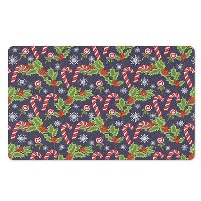 Christmas Berry And Candy Pattern Print Polyester Doormat
