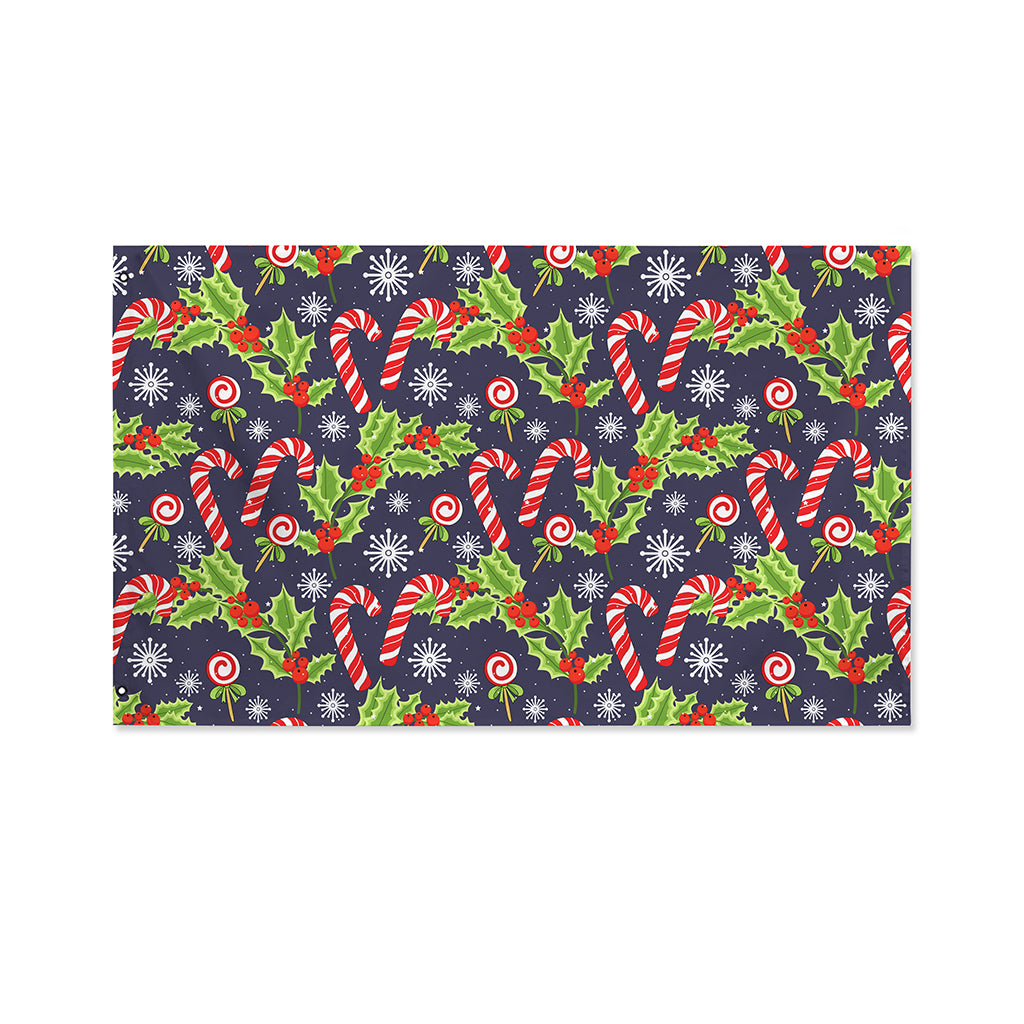 Christmas Berry And Candy Pattern Print Polyester Flag