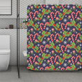 Christmas Berry And Candy Pattern Print Polyester Shower Curtain