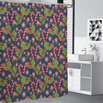 Christmas Berry And Candy Pattern Print Premium Shower Curtain