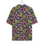Christmas Berry And Candy Pattern Print Rayon Hawaiian Shirt