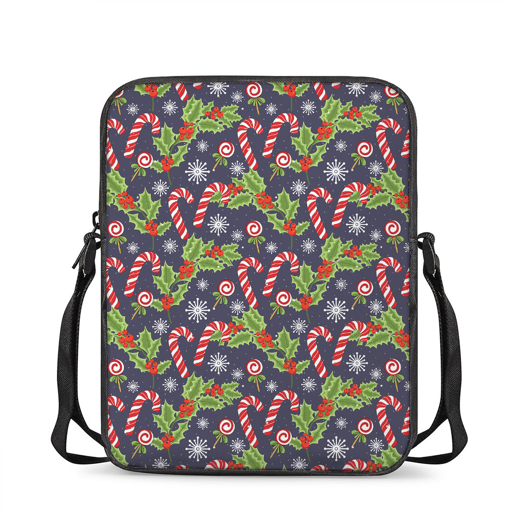 Christmas Berry And Candy Pattern Print Rectangular Crossbody Bag