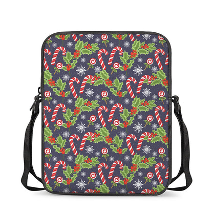 Christmas Berry And Candy Pattern Print Rectangular Crossbody Bag