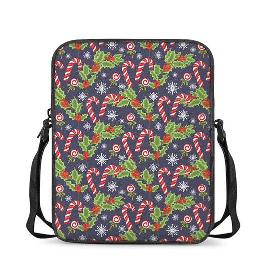 Christmas Berry And Candy Pattern Print Rectangular Crossbody Bag
