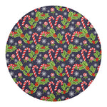 Christmas Berry And Candy Pattern Print Round Blanket
