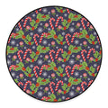 Christmas Berry And Candy Pattern Print Round Floor Mat
