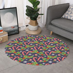 Christmas Berry And Candy Pattern Print Round Rug