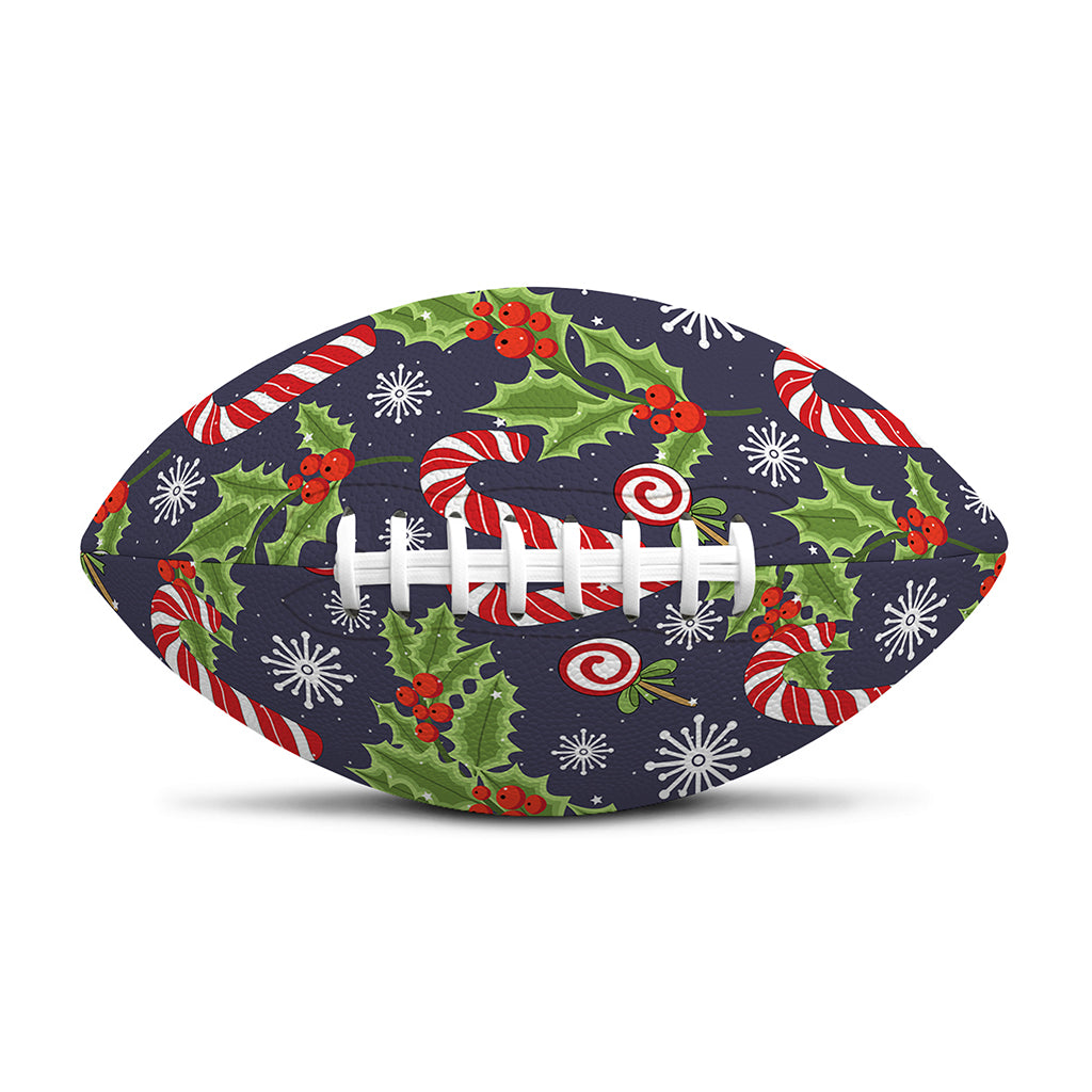Christmas Berry And Candy Pattern Print Rugby Ball