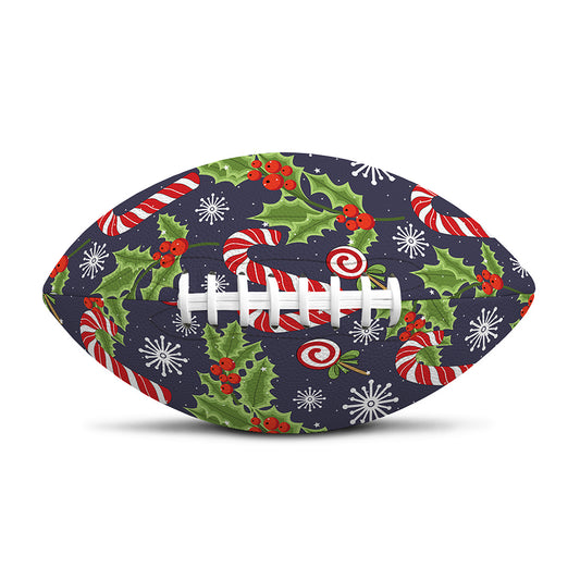 Christmas Berry And Candy Pattern Print Rugby Ball