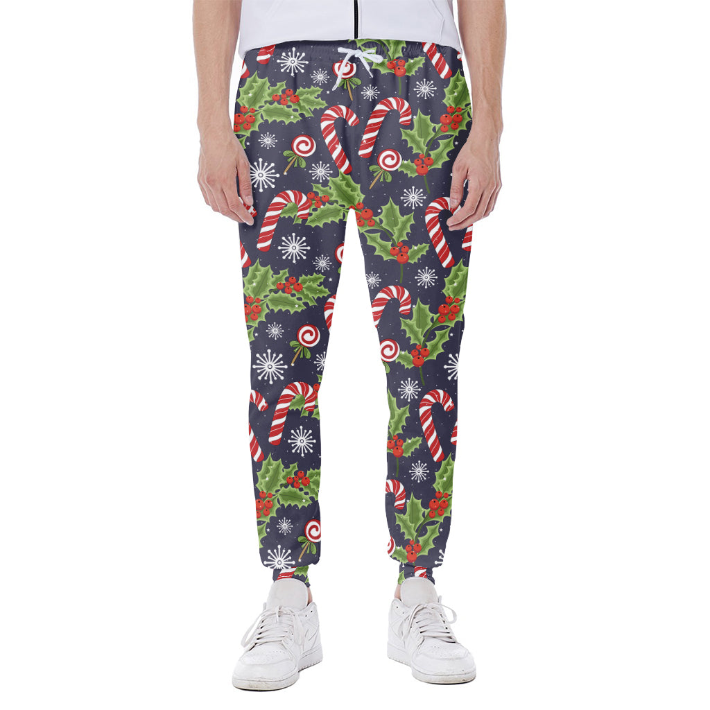 Christmas Berry And Candy Pattern Print Scuba Joggers