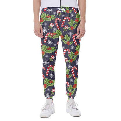 Christmas Berry And Candy Pattern Print Scuba Joggers