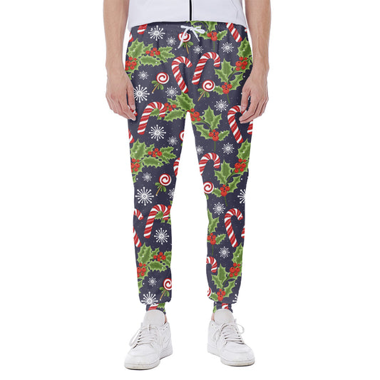 Christmas Berry And Candy Pattern Print Scuba Joggers