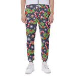 Christmas Berry And Candy Pattern Print Scuba Joggers