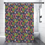 Christmas Berry And Candy Pattern Print Shower Curtain