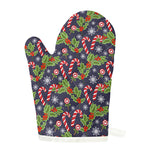 Christmas Berry And Candy Pattern Print Single Oven Mitt