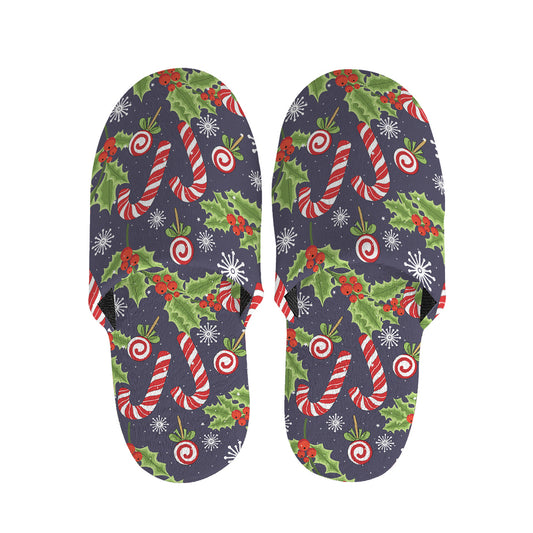 Christmas Berry And Candy Pattern Print Slippers
