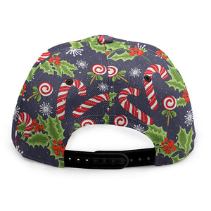 Christmas Berry And Candy Pattern Print Snapback Cap