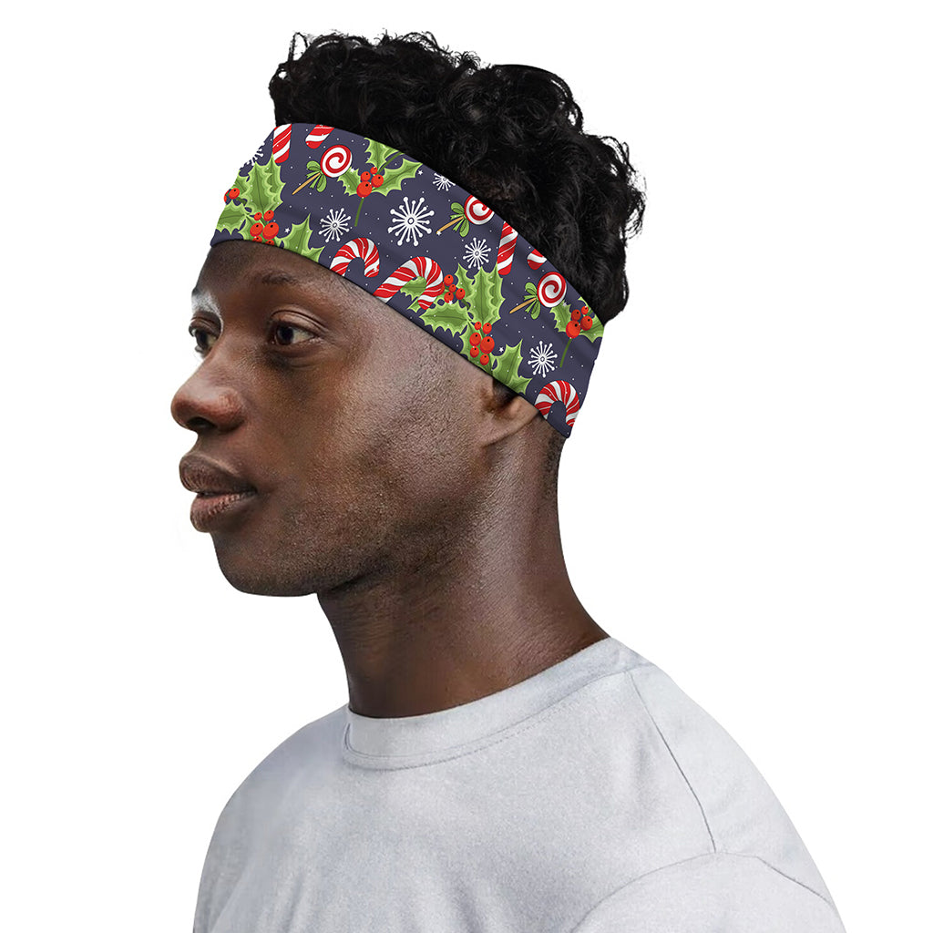 Christmas Berry And Candy Pattern Print Sports Headband
