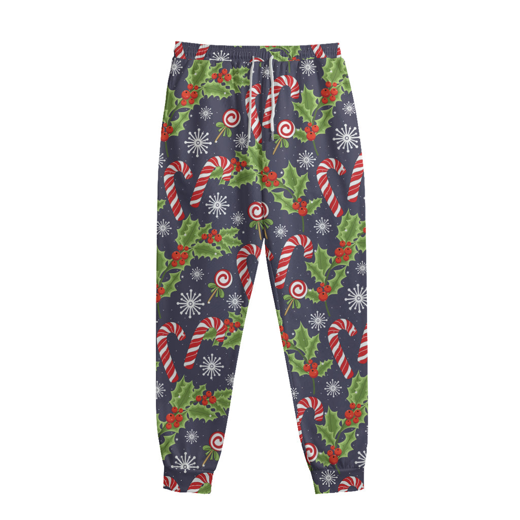 Christmas Berry And Candy Pattern Print Sweatpants