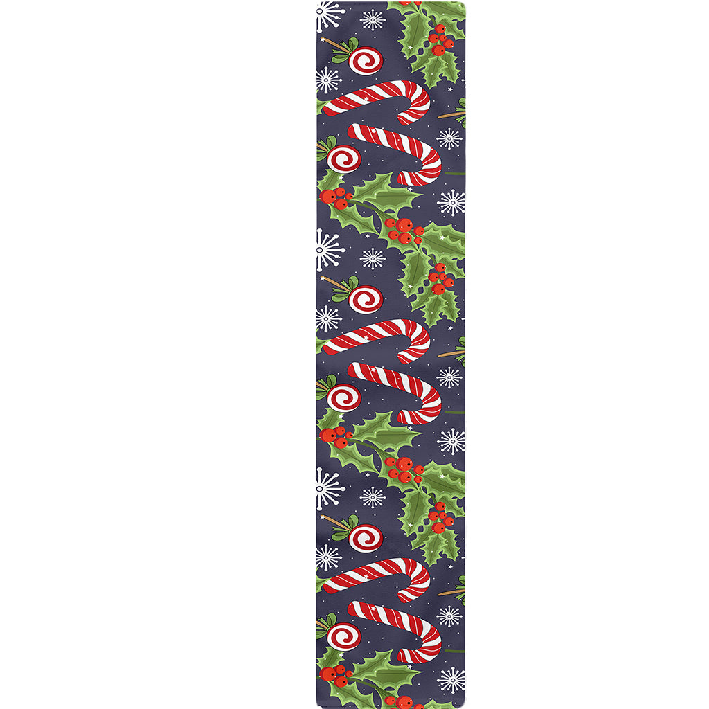 Christmas Berry And Candy Pattern Print Table Runner