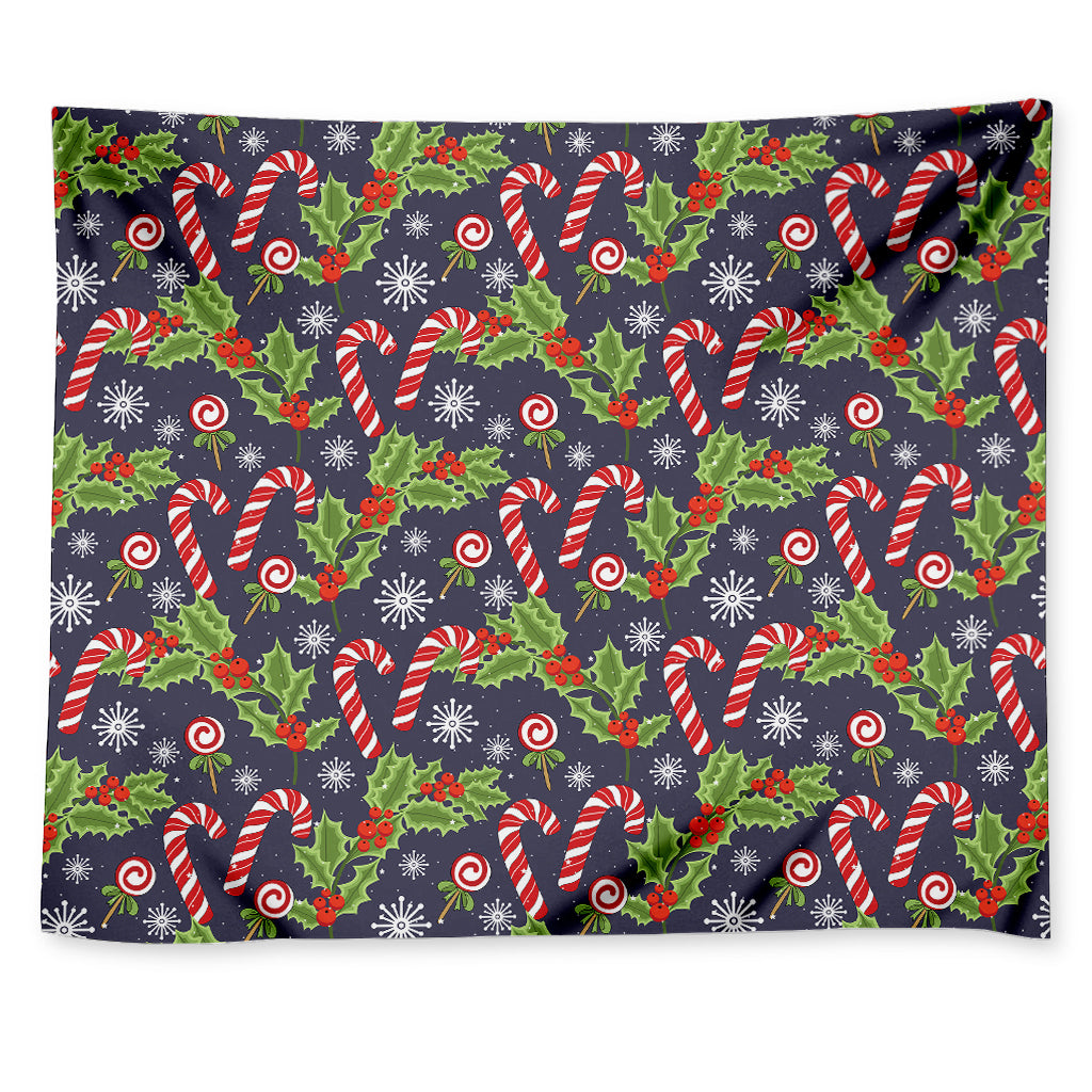 Christmas Berry And Candy Pattern Print Tapestry