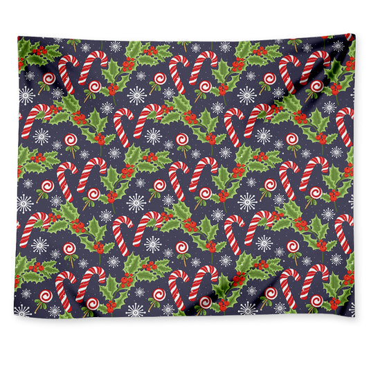 Christmas Berry And Candy Pattern Print Tapestry