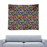 Christmas Berry And Candy Pattern Print Tapestry