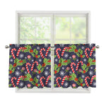 Christmas Berry And Candy Pattern Print Tier Curtains