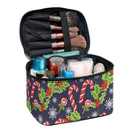 Christmas Berry And Candy Pattern Print Travel Makeup Bag
