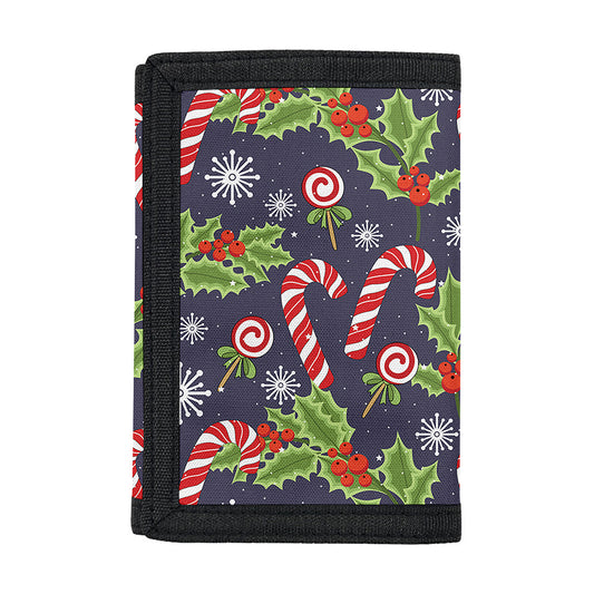 Christmas Berry And Candy Pattern Print Trifold Wallet