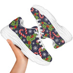 Christmas Berry And Candy Pattern Print White Chunky Shoes