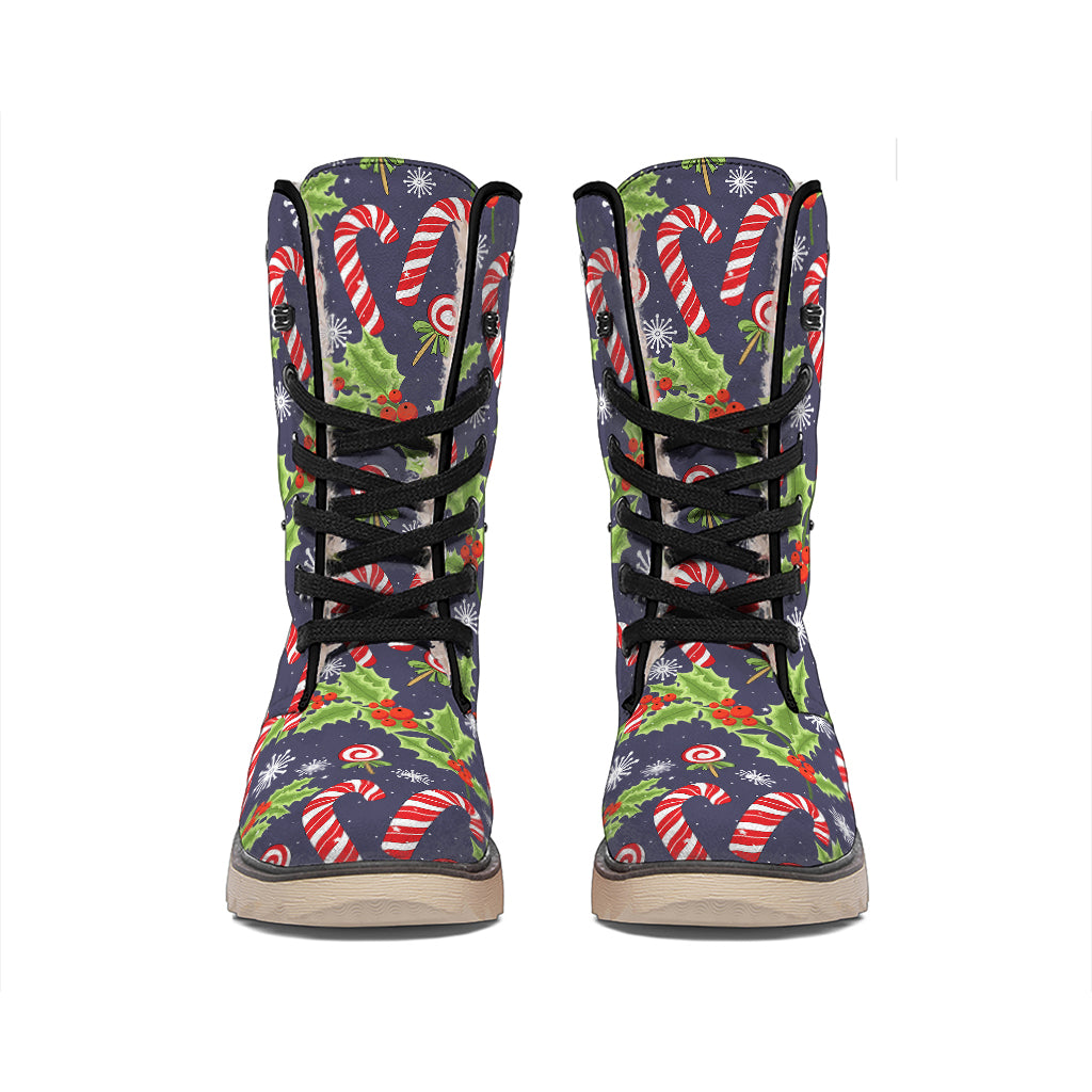 Christmas Berry And Candy Pattern Print Winter Boots