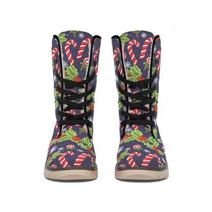 Christmas Berry And Candy Pattern Print Winter Boots