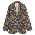Christmas Berry And Candy Pattern Print Women's Blazer