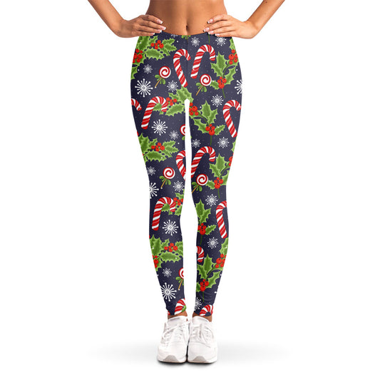 Christmas Berry And Candy Pattern Print Women's Leggings