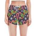 Christmas Berry And Candy Pattern Print Women's Split Running Shorts