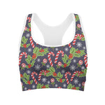 Christmas Berry And Candy Pattern Print Women's Sports Bra