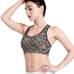Christmas Berry And Candy Pattern Print Women's Sports Bra