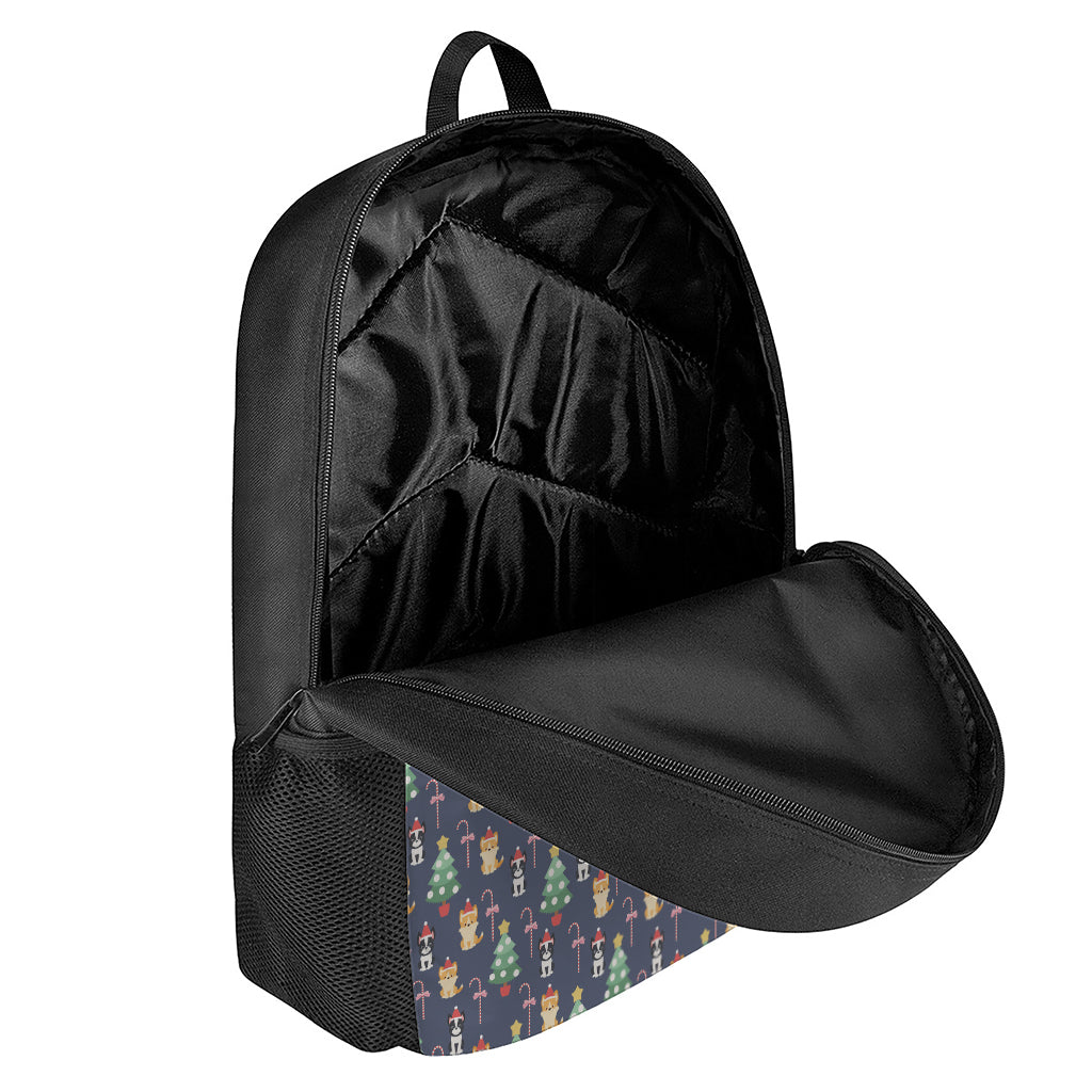 Christmas Boston Terrier And Corgi Print 17 Inch Backpack