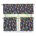 Christmas Boston Terrier And Corgi Print 3 Piece Kitchen Curtains