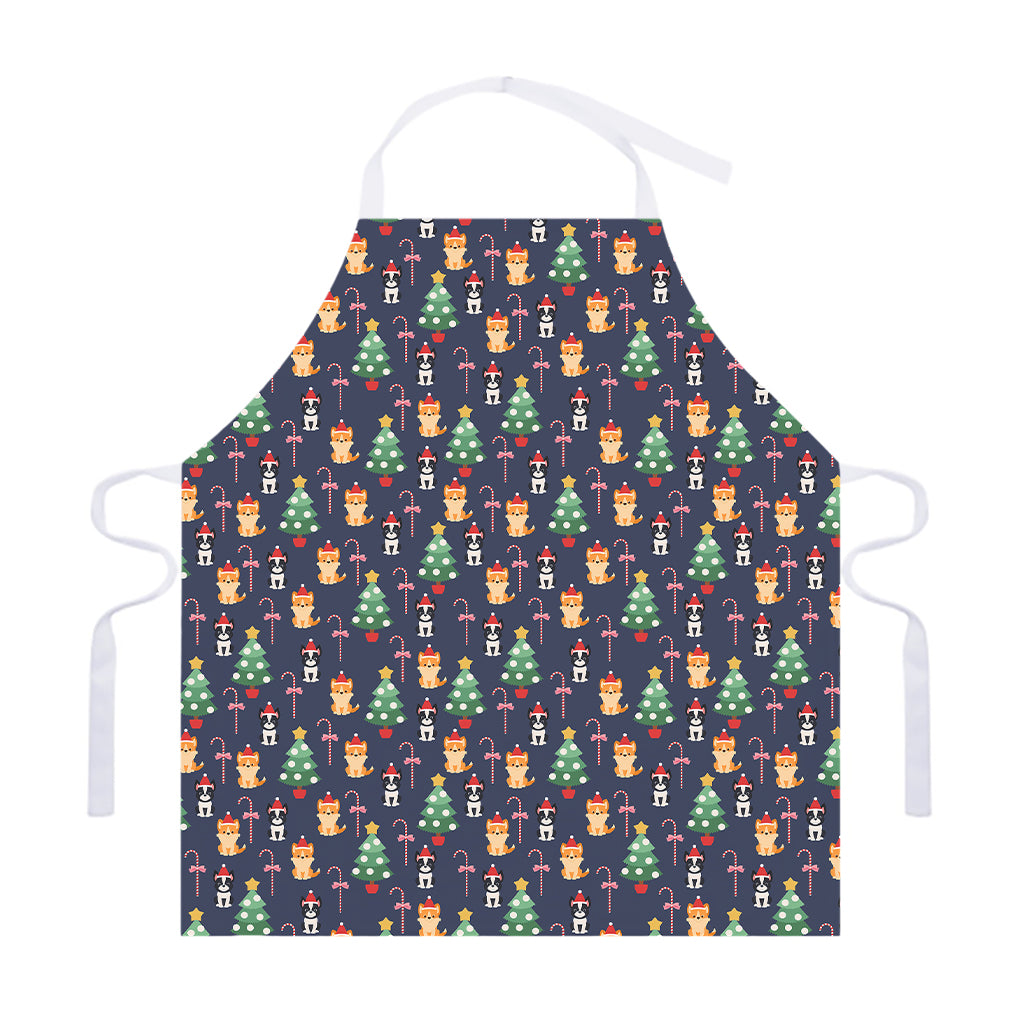 Christmas Boston Terrier And Corgi Print Adjustable Apron