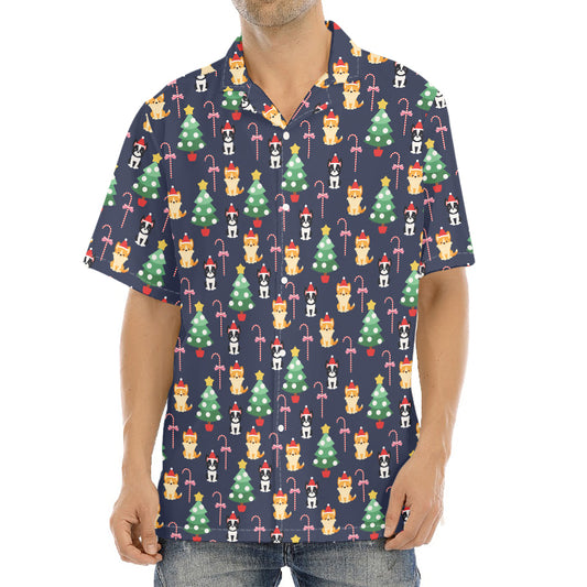 Christmas Boston Terrier And Corgi Print Aloha Shirt