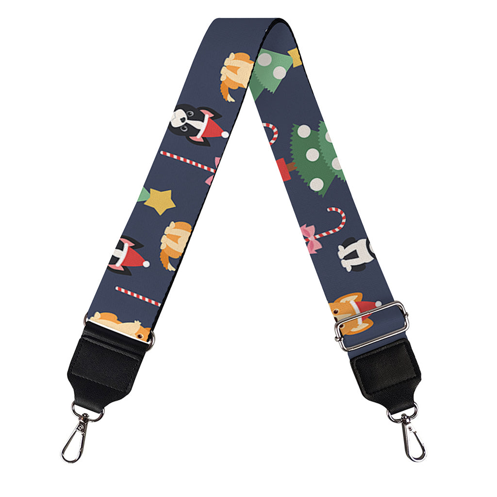 Christmas Boston Terrier And Corgi Print Bag Strap