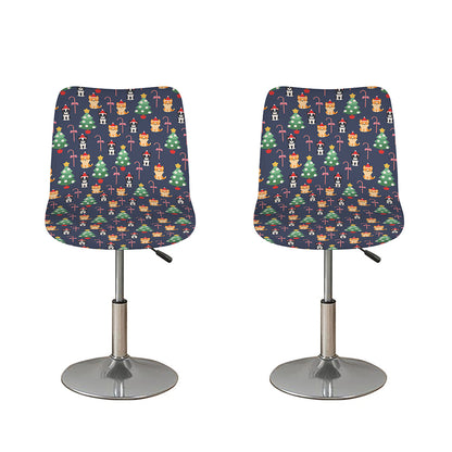 Christmas Boston Terrier And Corgi Print Bar Stool Covers