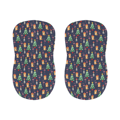 Christmas Boston Terrier And Corgi Print Bar Stool Covers