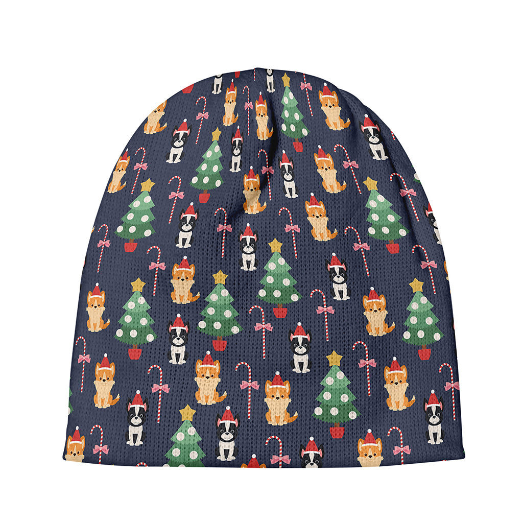 Christmas Boston Terrier And Corgi Print Beanie