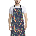 Christmas Boston Terrier And Corgi Print Bib Apron With Pocket