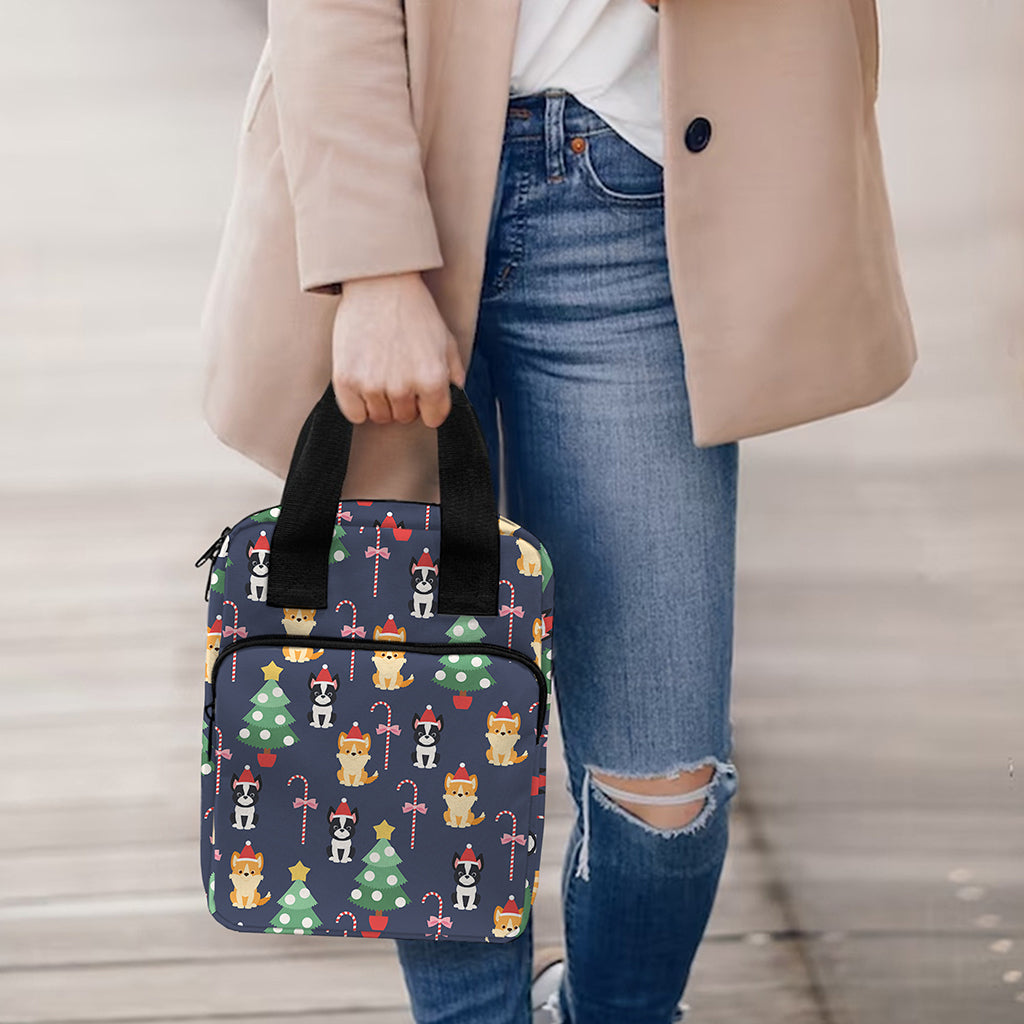 Christmas Boston Terrier And Corgi Print Bible Tote Bag